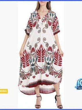 Plus Size Viscose Maxi Dress with Pockets A-Line Casual